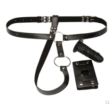 "Men's Wearable Vibrating Strap-On with BDSM Features"